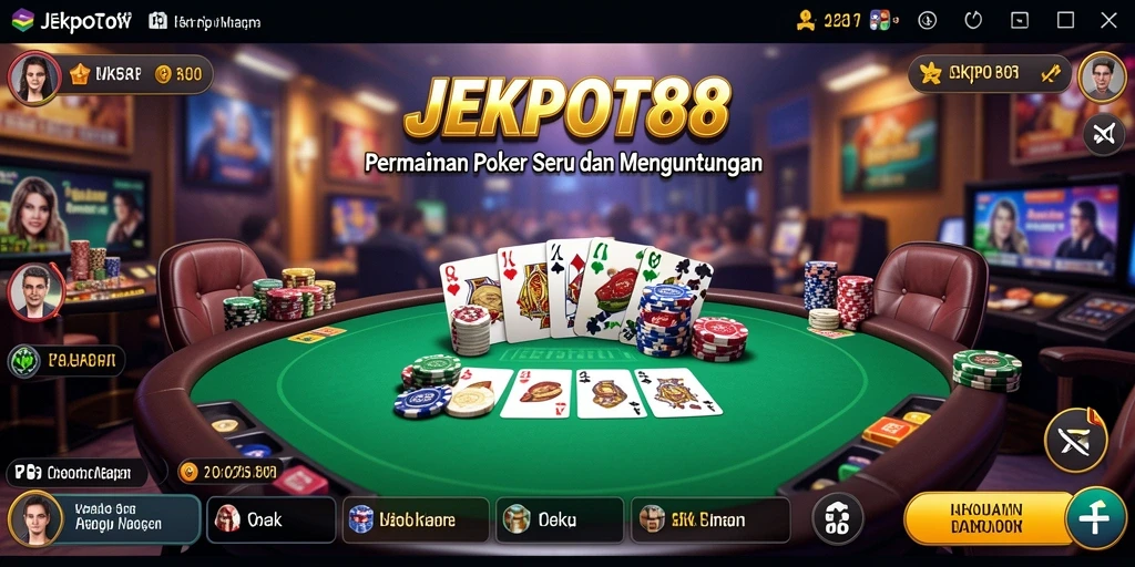 Tampilan gameplay JEKPOT88 yang seru dan menegangkan saat bermain Poker.