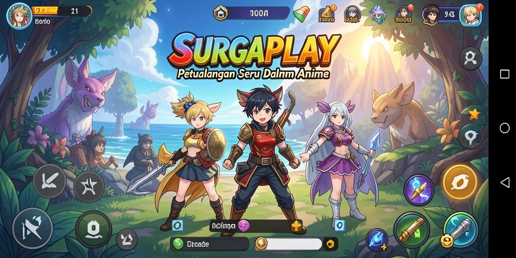 Tampilan seru gameplay dalam dunia Anime yang memukau.