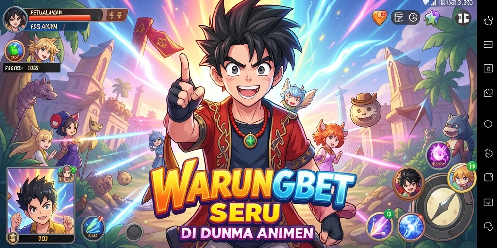 Tangkapan layar menampilkan aksi seru karakter Anime dalam WARUNGBET.